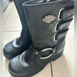 Harley-Davidson Black Leather Buckle Boots